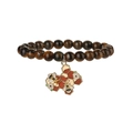 Bracelet en perles de citrine naturelle avec pendentif abeille dorée et alvéole - Bracelet en pierre œil de tigre