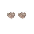 Elegant silver heart hoop earrings featuring a mesh hollow-out textured design - ER-08 Hollow Heart Ear Buckle / Silver