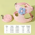 Pink corduroy pet harness and leash set with blue floral embroidery size chart details - XS / Pink