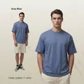 Grey Blue oversized 190G cotton T-shirt with a relaxed drop shoulder and crew neck fit - S / Gray Blue