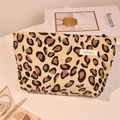 Borsa per cosmetici in velluto a coste leopardato con etichetta tessuta H&R BAG beige - Bianco Sporco
