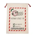 Christmas drawstring canvas gift bag with red North Pole express delivery print - 49*68CM, HK-X8 (Red Stripe Stamp)