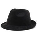 Detailed view of the stitched brim and suede texture of a vintage black fedora hat - M (56-58cm) / Suede Black