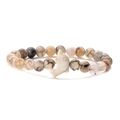 Close-up of beaded dolphin bracelet with tiger eye stone and natural agate textures - Dragon Vein Agate Style