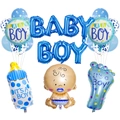 Blue Baby Boy shower balloon set with foil letters and cute baby shape for party decor - Baby Boy Blue Style 1