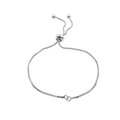 Silver adjustable box chain bracelet with sliding clasp in a minimalist geometric style - Silver with Beads