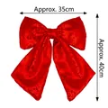 Large red Christmas bow with shiny sequins, decorative ornament, size 35cm x 40cm - 35*40cm / Red