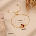 Verstellbares goldenes Kupferarmband mit rotem Herzanhänger und Dornendetails für Damen - Dornen-Herz-Stil (2#)