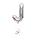 Silver letter J foil balloon with packaging card for birthday party decorations - 16" / Silver Letter J (With Backing Card)