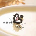 Black snake heart stud earring with pink gemstone and sizing dimensions of 0.88cm - Ball Style / Pink (Single)