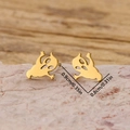 Cute gold stainless steel ghost stud earrings with dimensions for Halloween fashion - Large Ghost / Gold
