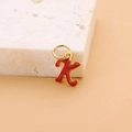 Gold plated stainless steel pendant featuring red enamel K letter alphabet design - Enamel Letter-K
