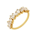 Bague dorée en zircone baguette avec pierres rectangulaires en motif zigzag - US 7 / Or-Clair