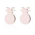 Minimalist rose gold pineapple stud earrings with polished geometric mirror finish - Rose Gold