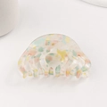 Pinza per capelli vintage in acetato con motivo a terrazzo colorato e forma a semicerchio - Bianco Misto (Terrazzo Bianco)