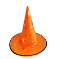 Chapeau de sorcier orange d'Halloween avec étoiles dorées pour enfants et adultes - Taille unique / Orange