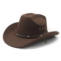 Dunkelbrauner Filz-Cowboyhut mit breiter Krempe, Silbernieten und Belüftungslöchern - Braun / M (56-58cm)