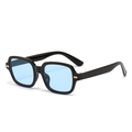 Hip hop rectangle sunglasses with black frame and light blue lenses for men and women - Black Frame Blue Lens