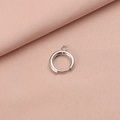 Close-up of polished silver stainless steel earring hoop with small attachment loop - Silver
