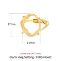 S925 sterling silver four-prong ring blank in gold finish for 14x17mm stones - Stone Size 14*17mm / Gold