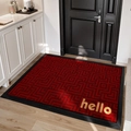Dunkelrote Fußmatte im chinesischen Stil mit Hello-Stickerei und rutschfestem Gummi - 60*90cm [Exquisite Stickerei] / Elegante Geometrie