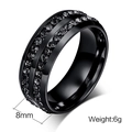 Black 8mm titanium steel ring with double-row black cubic zirconia stones - US 7 / Men's Black + Black Zirconia