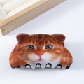 Pinza para el pelo de gato naranja con textura de piel de tigre y ojos verdes - Grande / Gato naranja grande (大D3-2-15)