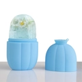 Sky blue silicone face ice roller in pumpkin shape with chamomile frozen inside - (Small) Funnel Model - Blue