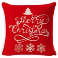 Red Christmas pillowcase with white tree silhouette and Merry Christmas script - A-28
