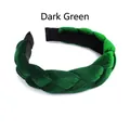Braided velvet padded headband in dark green finish for women's hair styling - Dark Green