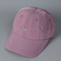 Macro shot of purple checkered baseball cap with small green Nice letter embroidery - M (56-58cm) / Light Purple