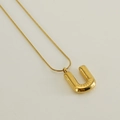 Golden snake chain necklace with a puffy balloon letter U pendant for women - Letter U / Gold