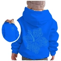 Blue kids hoodie with Chasing Sunsets tropical print and palm tree chest logo - Tops / 100cm / Sapphire Blue