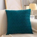 Deep green velvet throw pillow cover with a pleated texture on a beige sofa - Dark Green
