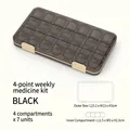 28-compartment 7-day pill organizer in translucent black with 4-dose daily sections - U477 Black 28-Grid
