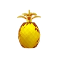Figurine d'ananas élégante en cristal jaune avec feuilles en métal doré pour décoration - Ananas Jaune-Feuille de Métal Or
