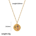 18k gold titanium steel necklace with colorful zircon pendant, length 520mm and 10g weight - 18K Gold / Circle Moon Star Style (TN3452)