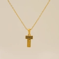 Collier moderne en acier titane plaqué or avec pendentif lettre T à texture noire unique - Lettre T