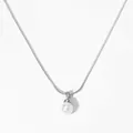 Collier chaîne serpent en acier argenté avec pendentif perle blanche ronde - Argent (D1232)