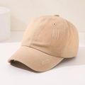 Detail of distressed khaki baseball cap with vintage worn-out holes and stitching - 52cm (Recommended for Children 3-8 Years) / Khaki