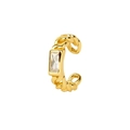 Luxurious 18K gold plated C-shaped ear cuff with a sparkling rectangular zircon stone - White (Single Piece)