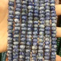 Polished natural blue sodalite abacus beads strand with white marble patterns - Blue Spot Stone / 5*8mm (approx. 73 pcs/strand)