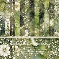 Emerald Embroidery 6x6 inch paper pad for scrapbooking with 12 green floral designs - R2406 24 Sheets