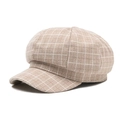 Klassische hellbraun karierte Schiebermütze aus warmem Wollgemisch für Herbst - 58-59cm / Beige