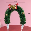 Christmas tree wreath cake topper with red bow and gold bells, 7.5cm size variant - Arch Wreath