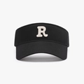 Black sport sun visor hat with white embroidered letter R for summer outdoor running - Black (23H028)