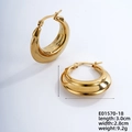Polished chunky gold hoop earrings with minimalist geometric design, 30mm diameter - Medium Chunky Hoop Style (E01570-18)
