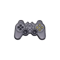 Gray cat game controller enamel pin with PlayStation style design on white background - Game Controller Cat Style (QHXZ046)