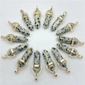 Natural Dalmatian Jasper hexagonal pillar pendants with golden metal clasps - Spotted Stone / Pendant Only (Without Chain)
