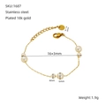 Dettaglio del bracciale in acciaio inossidabile placcato oro 18k con perle e misure - Bracciale di Perle (ZH1687G) / 16+3cm